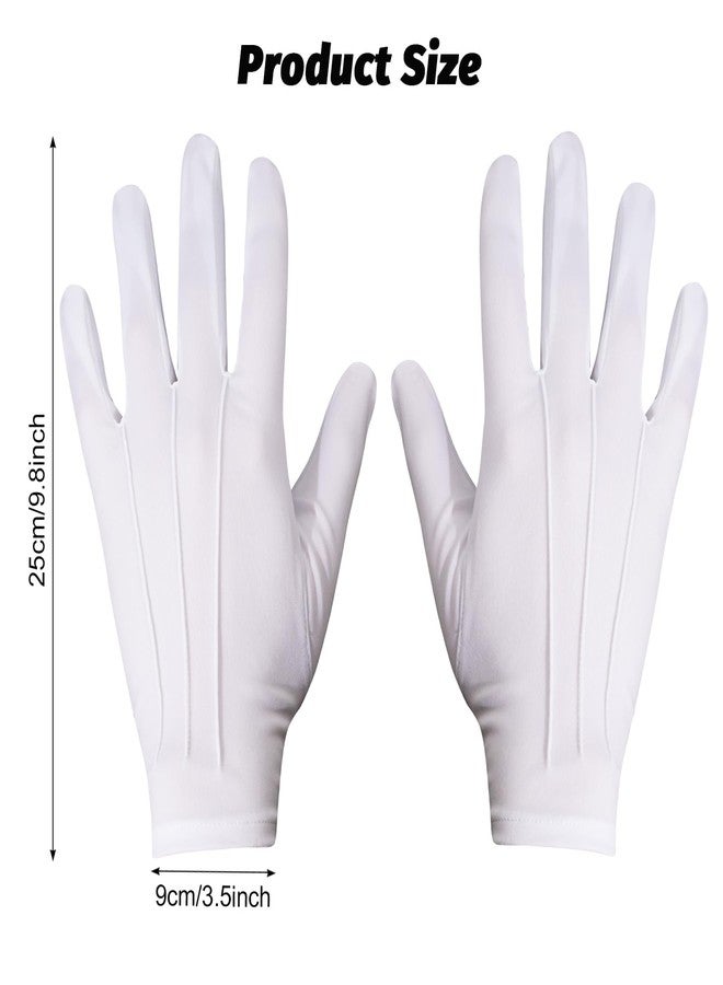 Hftjtsa 12 Pairs Adult White Uniform Gloves Nylon Cotton Parada Costume Gloves for Police Formal Tuxedo Guard Women Men (12, White, one size) - Image 2
